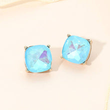 Purple Square Cushion Stud Earrings