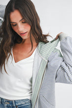 Blue Striped Zip Hoodie