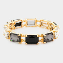 Blue Red White Emerald Cut Stone Stretch Evening Bracelet