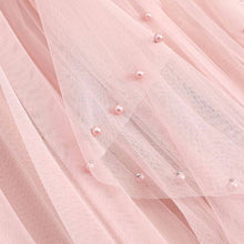 Pink Beaded Mesh Pleated Skirt