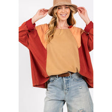 Toast Mineral Wash Color Block Sage+Fig Top