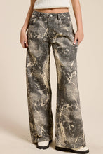 Strone Grunge Splatter Print Wide Leg Denim Pants