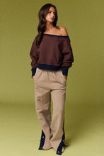 Navy Camel Amira Striped Lounge Sweatshirt
