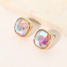 Green Square Cut Gem Evening Stud Earrings