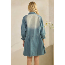 Med Wash Overfit Button Down Denim Veveret Shirt Dress