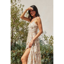 Spring Ditsy Whisper Lace Trim Tiered Maxi Dress