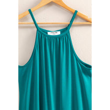 Teal Halter Neck Asymmetrical Midi Dress