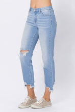 Light Mid Rise Destroyed Hem Boyfriend Judy Blue Jeans