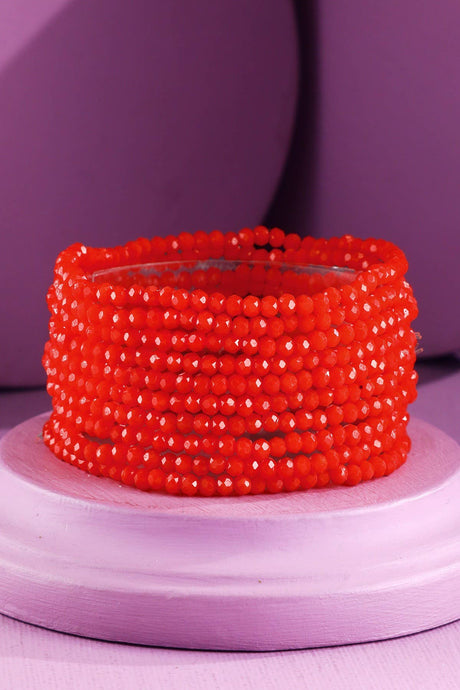 Red 10 Piece Beaded Stackable Boho Bracelet