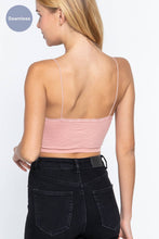 French Blue V-neck with Lace Trim Floral Jacquard Seamless Crop