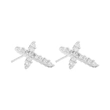 Yellow Gold Dipped Cross CZ Stone Stud Earrings
