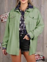 Sage Flannel Soft Fleece Lined Shirt Jacket