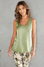 Army Green Viscose Contrast Back Venti Tank Top
