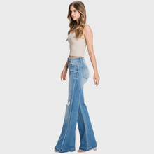 Medium Distressed Super High Rise 70's  Flare Jeans