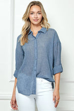 Black Oversize Sheer Button Down Top