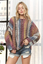 Burgundy Multi Boat Neck Stripe Sweater