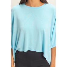 Blue Relaxed High-Low Batwing Sleeve Top