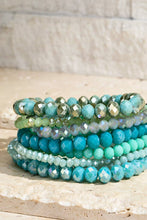 Opal Olive Glass Bead 9 Set Bracelet