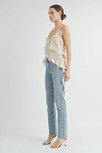Gold Metallic Asymmetrical Ruffle Cami Top