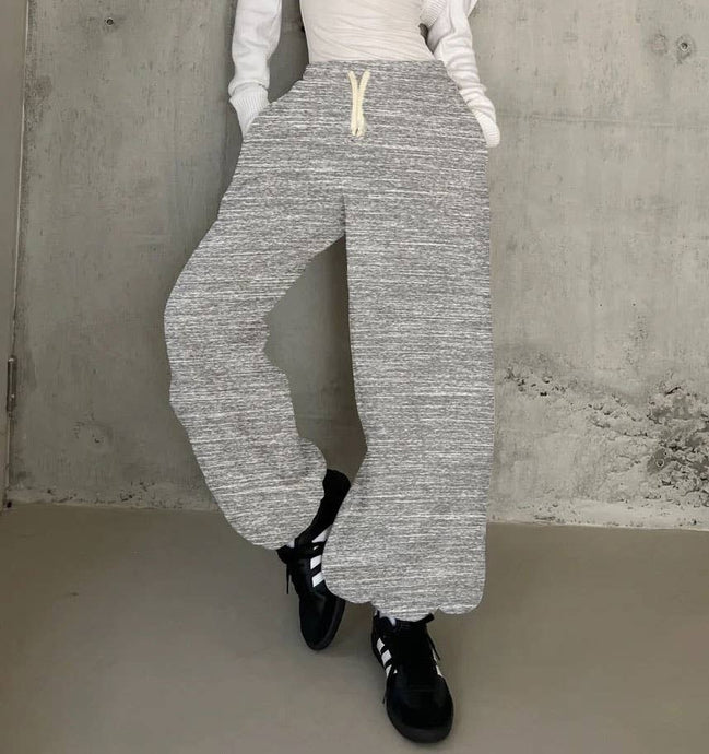 Marled Charcoal Wide Leg Corset Pants