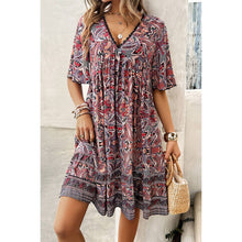 Navy Allover Print Lace Trim Loose A Line Dress