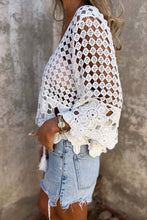 White Crochet Lace Bell Sleeve Blouse