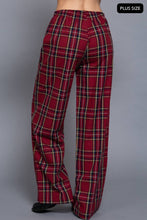 Wine Navy Wide Leg Plaid Woven Pants