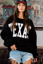 Black TEXAS Graphic Fuzzy Fleece Bucketlist Sweatshirt