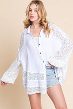 White Lace Mixed Oversized Shirt