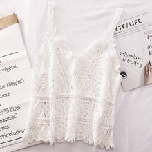 Beige Solid Color Crochet Lace Hollow Camisole Top