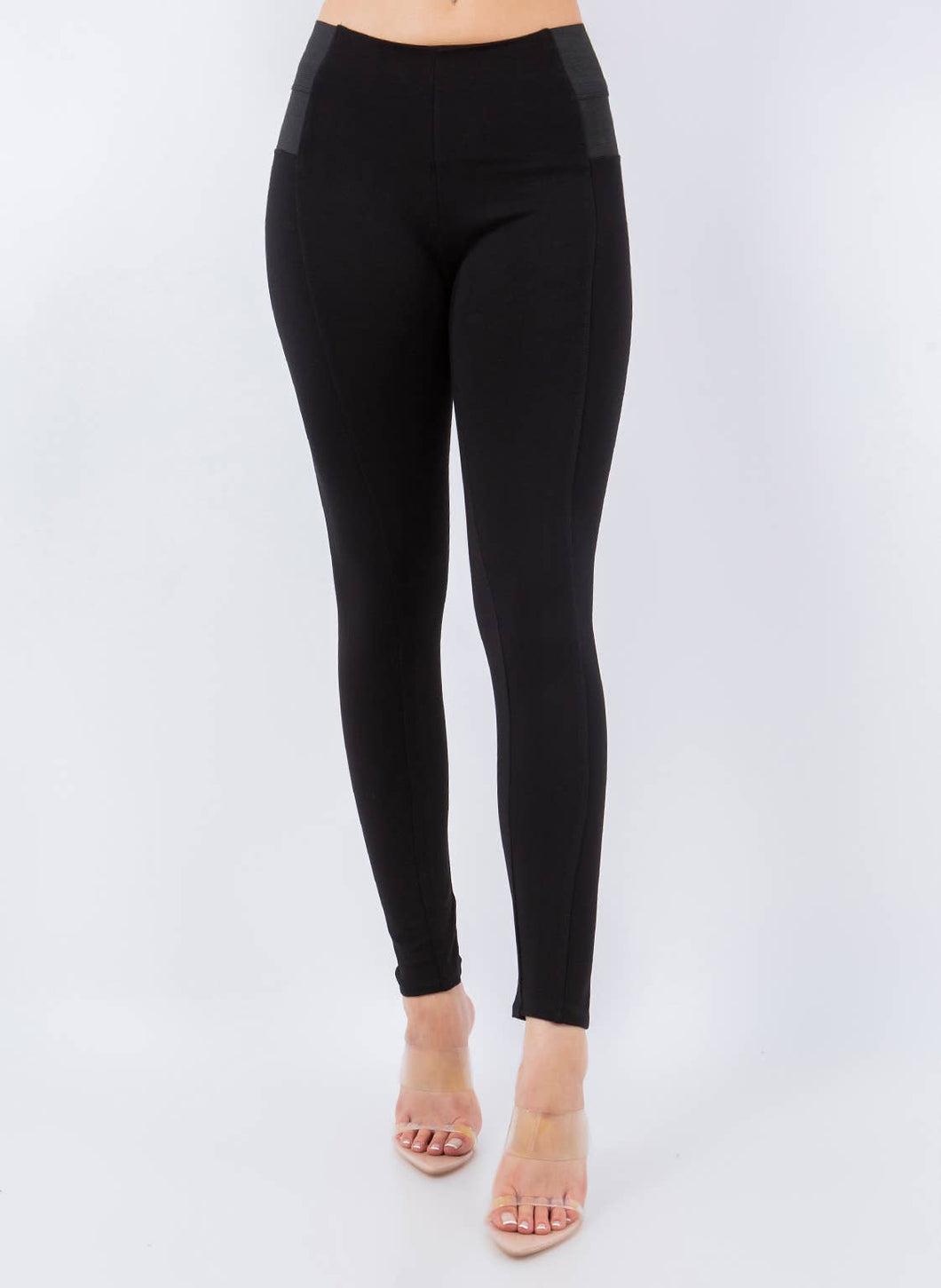 Black Elastic High Waist Ponte Pants Legging