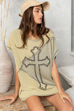 Olive Cross Printed POL Tunic Top 5/30/23 6345