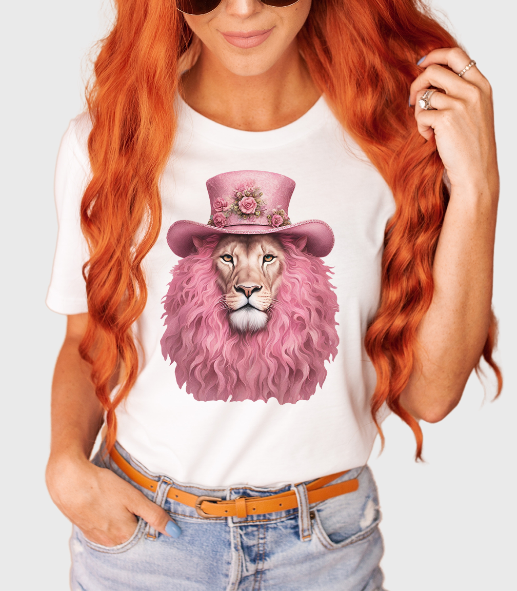 Natural Pink Lion Hat Tee