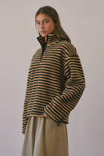 HT3686 Mandy Half Zip Fleece Pullover (TAUPE/BLACK): TAUPE/BLACK / S-M-L (3-2-1)