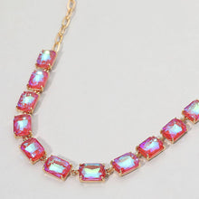 Black Multi Cushion Rectangular Stone Cluster Link Evening Necklace