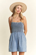 Denim Smocking Top Romper