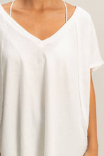 Off White Oversized V-Neck Mineral Washed Top