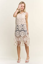 Beige Sleeveless Crochet Cover-Up Tunic