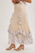 Pink Combo Floral Trimmed Maxi Lace skirt