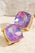 Hot Pink Faceted Glass Stud Earrings