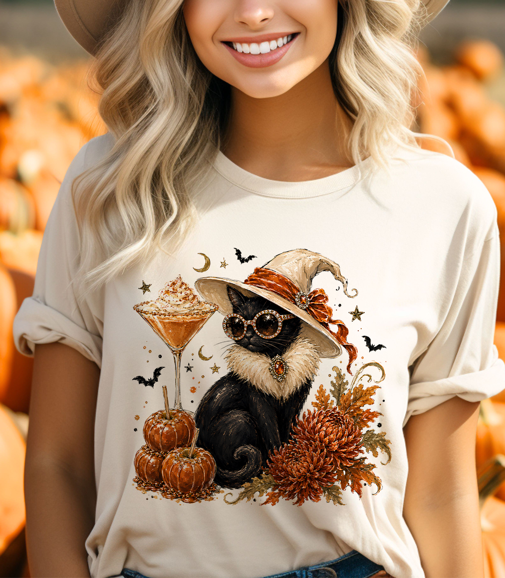 Natural Witch Cat Pumpkin Tee