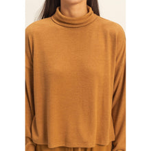 Pale Brown Drop Shoulders Turtleneck Top