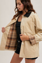 Beige Corduroy Button Down Barn Coat