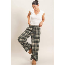 Green Plaid Wide-Leg Pants