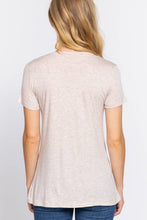 Heather Grey Short Sleeve V-neck Top with Pocket