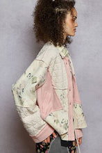 Pink Multi Long sleeve printed patchwork woven shirt quilted POL jacket
