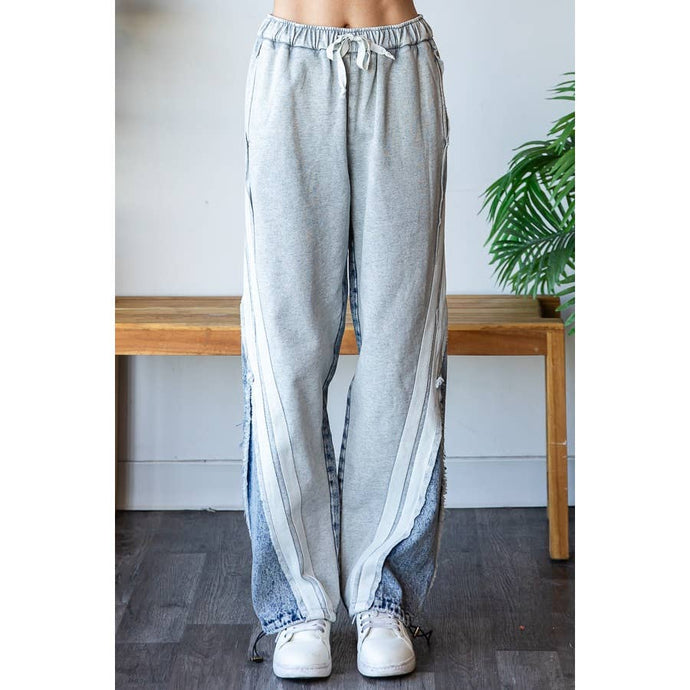 Grey Denim Two Tone Washed Contrast Oversized Oli+Hali Jeans