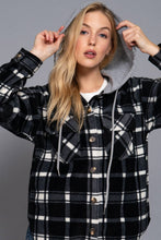 Black Ivory Long Sleeve Plaid Button Down with Hoodie Fleece Jacket