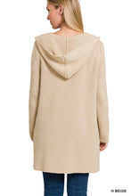 Black Hooded Open Front Sweater Cardigan