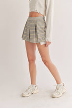 Taupe Black Yellow Plaid Pleated Shorts